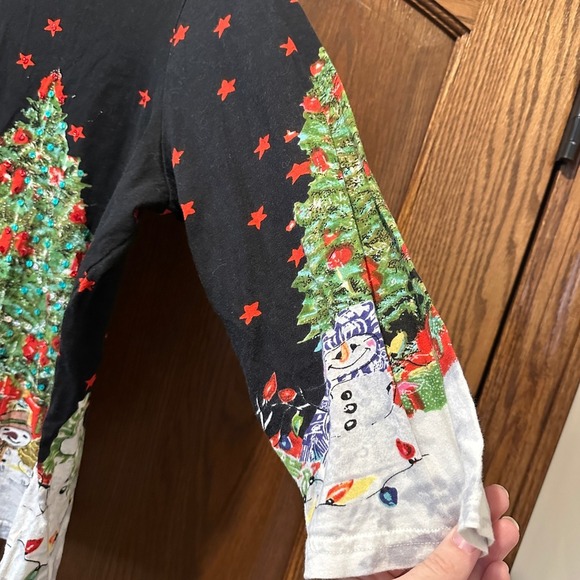 Collections Etc Womens Christmas Tree Snowman Top 3/4 Sleeve XL Holiday - Picture 4 of 6